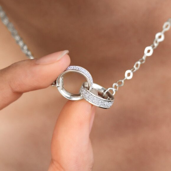 Linked Love Necklace | Interlocking Rings in Sterling Silver - Picture 1 of 10